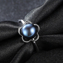 Flor semicircular perla natural 925 anillo ajustable de plata solitario... - £68.59 GBP+
