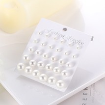12 Pairs Card Mixed Style Stud Earring Set For Women Color Balls Love Flowers Ea - £7.16 GBP