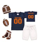 Custom Baby Football Navy Blue Orange Text Jersey Set  Personalized Team... - $35.00