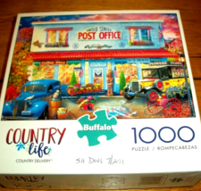 Jigsaw Puzzle 1000 Pcs Country Life Post Office Coffee Shop Vintage Car Complete - $13.85