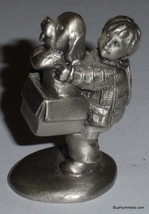 Vintage 1981 Hudson Pewter Boy With Puppy Dog In Box Cute Collectible Gift! - £17.05 GBP