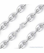 Sterling Silver &amp; Rhodium 9.4mm Hollow Puffed Marina Mariner Link Chain ... - $172.50 CAD