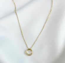 14K Gold Inner Gemstone Ring Charm Necklace - 925 Silver, gift, elegant, dainty - £41.85 GBP