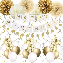 Gold Birthday Party Decorations Happy Birthday Banner 16th 18th 21th 30th 40th 5 - £25.98 GBP