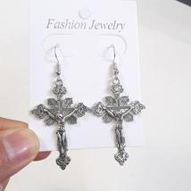 Cross Dangle Drop Earrings | Gothic Cross Earrings | Cross Hoop Earrings | Relig - £6.20 GBP