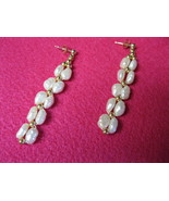14K Yellow GOLD Beaded and White Freshwater PEARLS Double Strand Dangle ... - $116.25 CAD