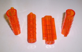 4 Used Lego Translucent Dark Orange Cylinder 9 x 4 x 2 Mars Mission 58947 - £7.81 GBP