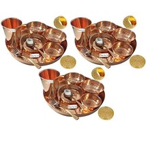 Prisha India Craft Set of 3 Traditional Indian Dinnerware Pure Copper Di... - £153.59 GBP