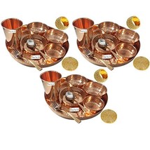 Prisha India Craft Set of 3 Traditional Indian Dinnerware Pure Copper Di... - £152.45 GBP