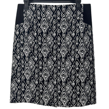 Chicos Pencil Skirt Women M Black White Geometric Zip Back Slit Stretch ... - £25.03 GBP