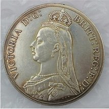 Rare Antique European England UK 1888 Silver One Crown Queen Coin. Explore Now! - £22.22 GBP