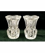 *Two Vintage Clear Crystal Cut Toothpick Holders / Bud Vase - Sawtooth E... - $18.63 CAD