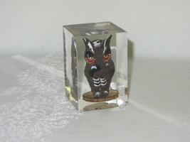 Vintage Hand Carved Painted Owl Figurine Set in Lucite Paperweight Unique Canada - £23.72 GBP