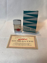 1958 Zippo Slim Lighter Fidelity Trust Company Polished Chrome In Original Box - £79.09 GBP