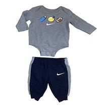 Jordan Baby Boy Bodysuit &amp; Pants 2 Pieces Set (Ash Grey/Navy, 3 Months) - £19.95 GBP