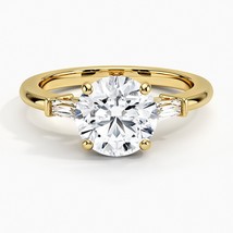 2.00 Ct Round Moissanite Tapered Baguette Three Stone Diamond Ring For E... - $283.33 CAD