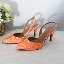 New Arrival Heart Bag Orange AB Pointed Toe Wedding Shoes and bag Woman High Thi - £167.99 GBP