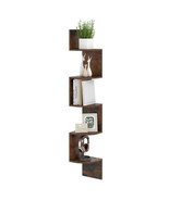 5-Tier Corner Shelf Floating Bookshelf Wall Mounted Storage Organizer-Ru... - $72.91 CAD