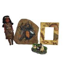 4 Piece Native American Indian Decor Lot Maiden Horse Papoose Frame Wate... - $29.89