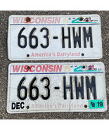 Wisconsin Exp 2019 Black on White America&#39;s Dairyland License Plate Set ... - £12.18 GBP