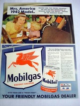 1942 WW2 Color Ad Mobil Gas Mobil Oil With Pegasus Horse Logo - $9.99