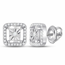 Sterling Silver Womens Round Diamond Miracle Square Earrings 1/4 Cttw - £116.45 GBP