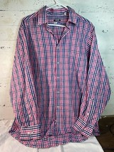 Izod Quick Dry Regular Fit Long Sleeve Button Down Blue White Pink Check LG - £11.37 GBP