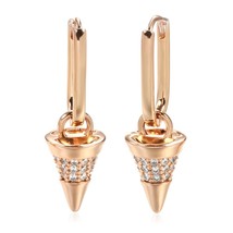 Unique Geometric Cone Drop Earrings for Women Trend 585 Rose Gold Color Natural  - £10.27 GBP
