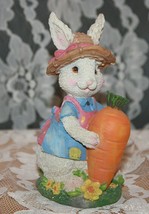 Darling Resin Bunny holding a huge carrot by Bunny Gardens Collectables - $9.73