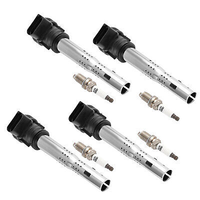 Pack of 4 Ignition Coil + Spark Plug For Audi VW Beetle Eos Golf GTI Jetta UF575