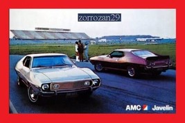 1973 Amc Javelin &amp; Amx Color Post Card - Vintage Factory Original - New Unused - £10.46 GBP