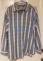 Vintage Andrews Blues Button Up Shirt Mens Large Blue Stripe Denim Long ... - £12.20 GBP