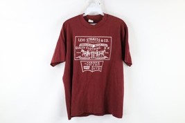 Vtg 80s Levis Mens Large Distressed Spell Out Copper Rivet T-Shirt Maroon USA - £76.55 GBP