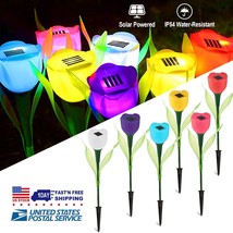 12Pcs Solar Tulip Flower Led Light Outdoor Yard Garden Lights Pathway St... - £53.71 GBP