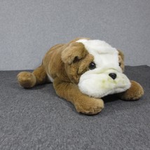 Mervyn Floppy Friends Bulldog 22 in Plush Puppy Dog Brown White Laying - £30.37 GBP