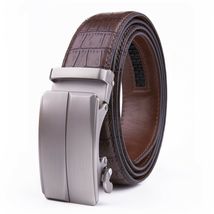 Brown Men&#39;s Belt Ratchet Leather Dress Belts Trim to Fit 1.37INCH SIZE 3... - £11.64 GBP