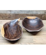 Vintage Hand Turned Walnut Burl Wood Centerpiece Bowl Set - Octagon, Tea... - $31.47