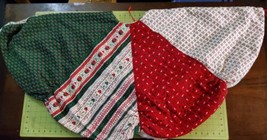 Vintage Christmas Tree Skirt Sewn Handmade Patchwork Fabric 52x48 Fluffy - $55.78