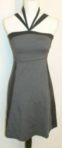 LUCY COOL MAX DRESS SIZE XS BLACK &amp; GRAY FIT &amp; FLARE HALTER BUILTIN BRA ... - £10.90 GBP