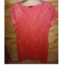 Women's Tiana B Coral Lace Overlay XL Dress Flower Brunch Feminine - $18.00