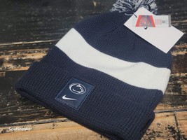 Nike Team Sport Penn State Football Navy Blue/White Pom Cuff Beanie Hat OS - £21.18 GBP