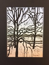 Woodblock Print: Riverside Variation 3 (Limited Edition) Matted to 8&quot; x 10&quot; - $25.00