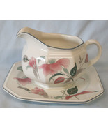 Mikasa Silk Flowers White Green and Pink F3003 Gravy Boat and Saucer - £14.76 GBP