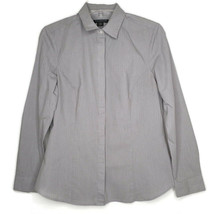 Covington Womens Blouse Size M Long Sleeve Hidden Button Front Gray Pin Stripe - £10.20 GBP