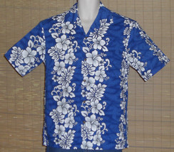 Winnie Fashion Hawaiian Shirt Blue White Flowers Size Medium - €18,56 EUR