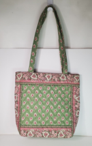 Vera Bradley Vintage Green Leaf Open Tote Purse Handbag Pink Romantic Pa... - £43.73 GBP