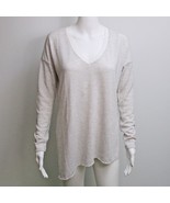 Wilfred Aritzia Long Sleeve Sweater V Neck Pullover Asymmetrical Hem Tan... - £14.96 GBP