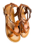 Women&#39;s Leather Sandals, Flat Sandals, Strap Sandals, Women&#39;s Leather Sa... - $61.90