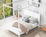 Solid Wood 4 Posters Platform Bed With Headboard And Footboard, With Sla... - $599.99