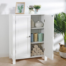 White Wooden 2 Door Bathroom Cabinet Storage Cupboard W/ 3 Shelves Free ... - £77.42 GBP
